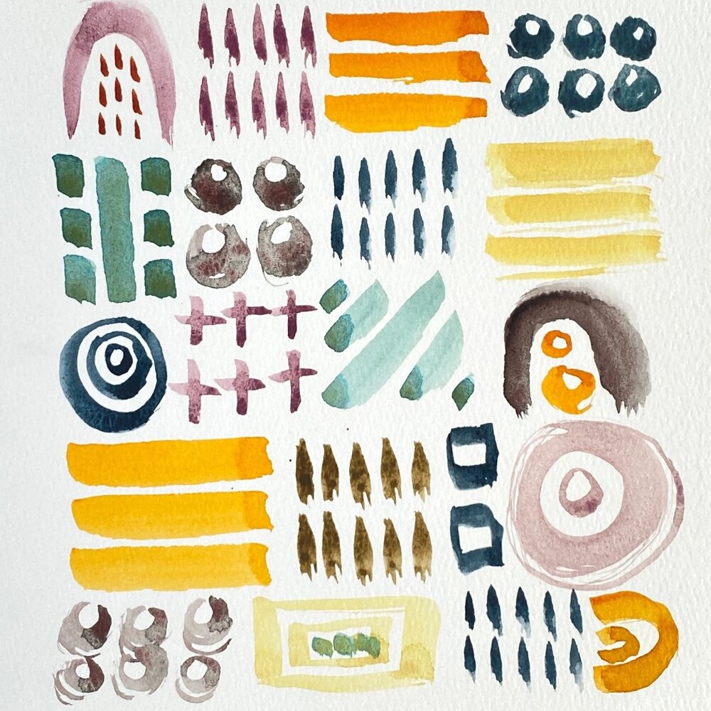 Sampler 1 Original Art Abstract Watercolor Painting on 8x8in Paper